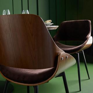 Calicosy Chaise finition noyer avec assise en velours - Mannix  