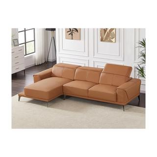 Vente-unique Ecksofa Büffelleder Ecke Links Kamel ANDOR  