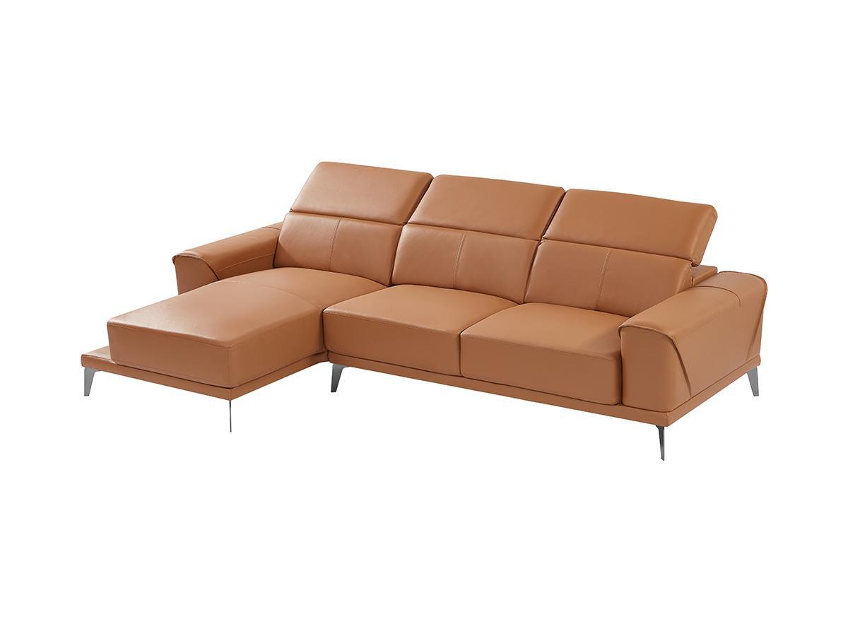 Vente-unique Ecksofa Büffelleder Ecke Links Kamel ANDOR  