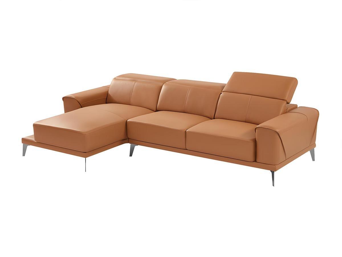 Vente-unique Ecksofa Büffelleder Ecke Links Kamel ANDOR  