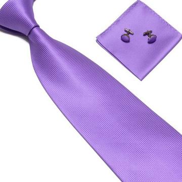 Kostümzubehör | Krawatte + Einstecktuch + Manschettenknöpfe - Lt Purple
