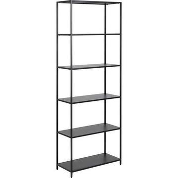 Libreria metallo nero grezzo opaco 5 ripiani 69.5x185