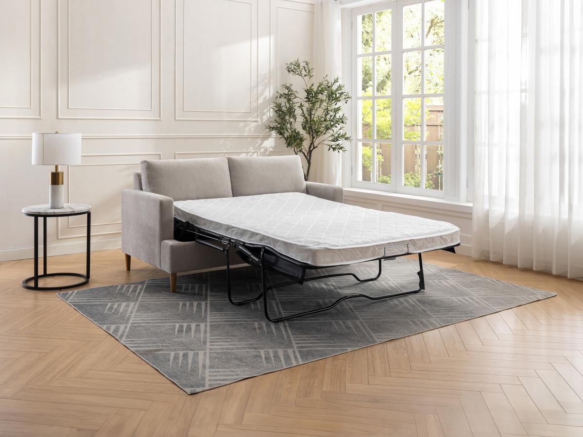 Vente-unique Canapé 3 places convertible en tissu beige COPONA  