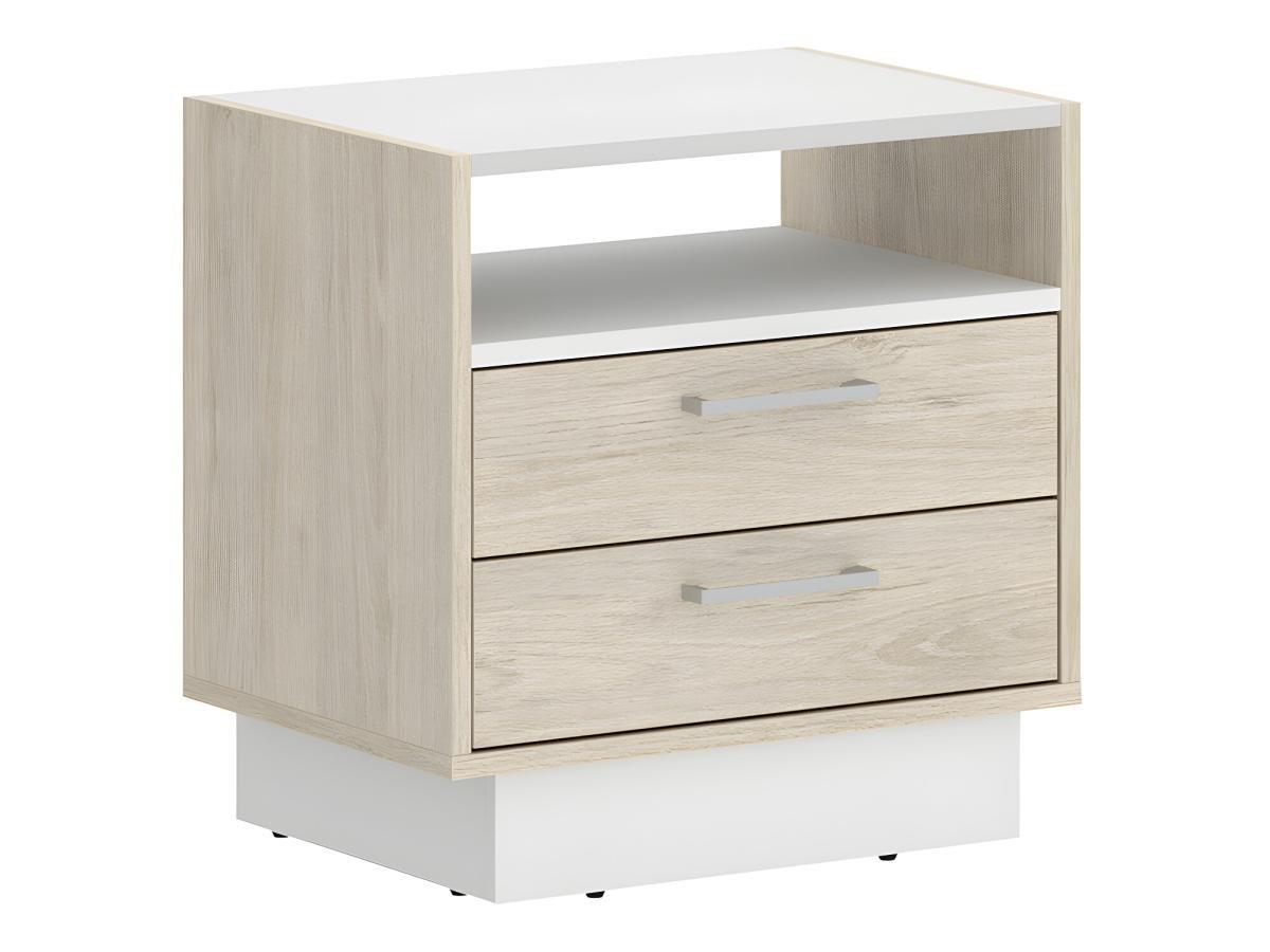 Vente-unique Lot de 2 tables de chevet 2 tiroirs et 1 niche - Coloris : Naturel et blanc - LEANDRE  