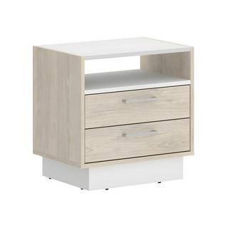 Vente-unique Lot de 2 tables de chevet 2 tiroirs et 1 niche - Coloris : Naturel et blanc - LEANDRE  