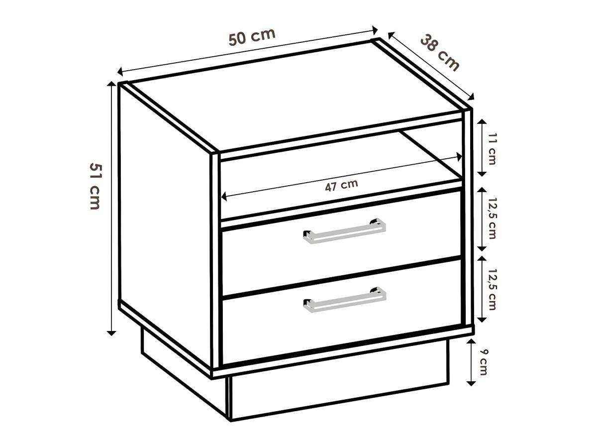 Vente-unique Lot de 2 tables de chevet 2 tiroirs et 1 niche - Coloris : Naturel et blanc - LEANDRE  