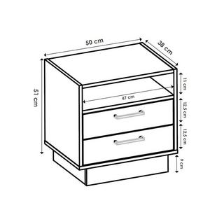 Vente-unique Lot de 2 tables de chevet 2 tiroirs et 1 niche - Coloris : Naturel et blanc - LEANDRE  