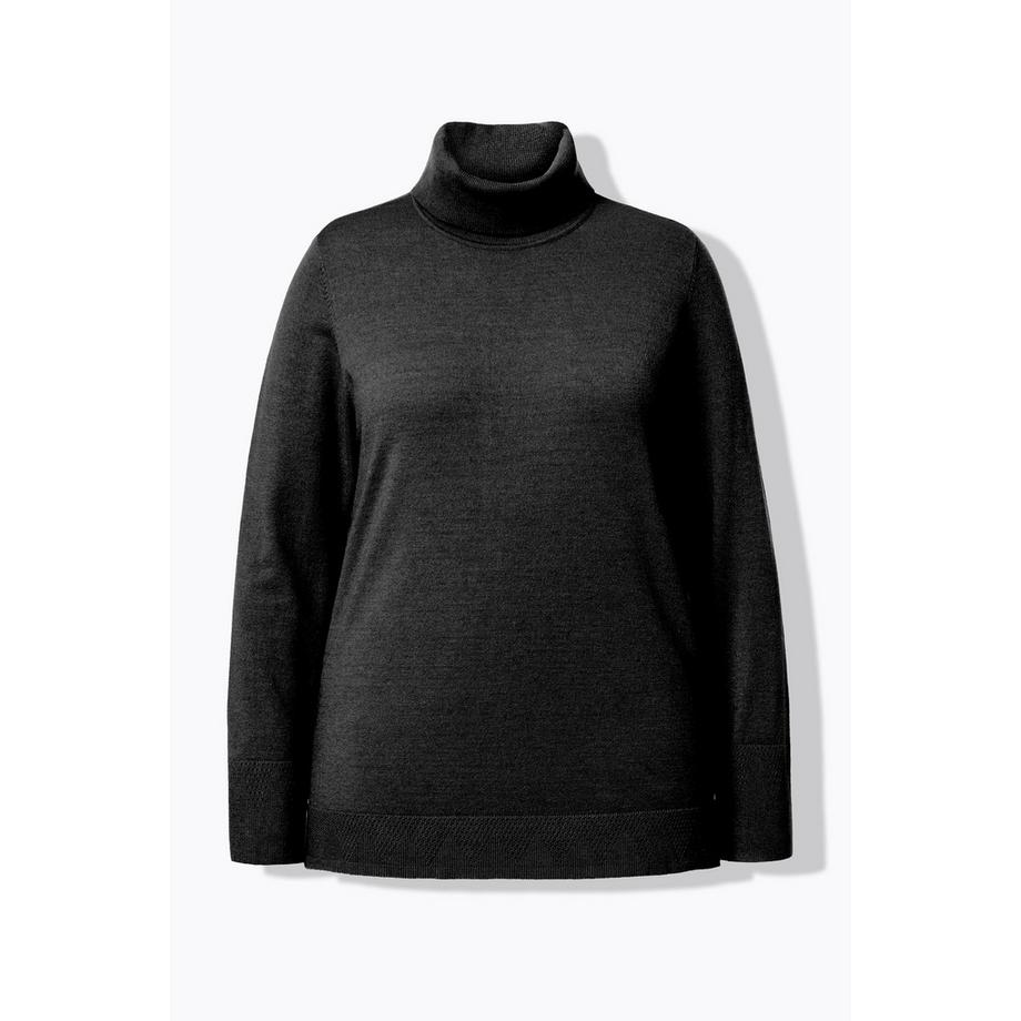 Ulla Popken Pullover dolcevita maniche lunghe con alti orli a costine  