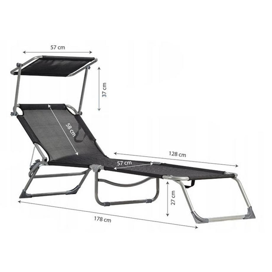 Northix Liegestuhl, Daybed, verstellbarer Gartensessel mit Baldachin,  