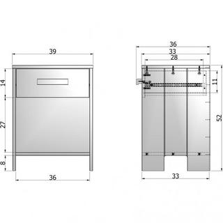 mutoni Table de chevet Dennis poignée cuir pin acier gris  