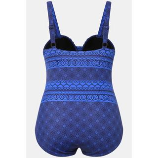 Ulla Popken  Maillot de bain avec bonnets souples et armatures, motif ornemental et ruchés 