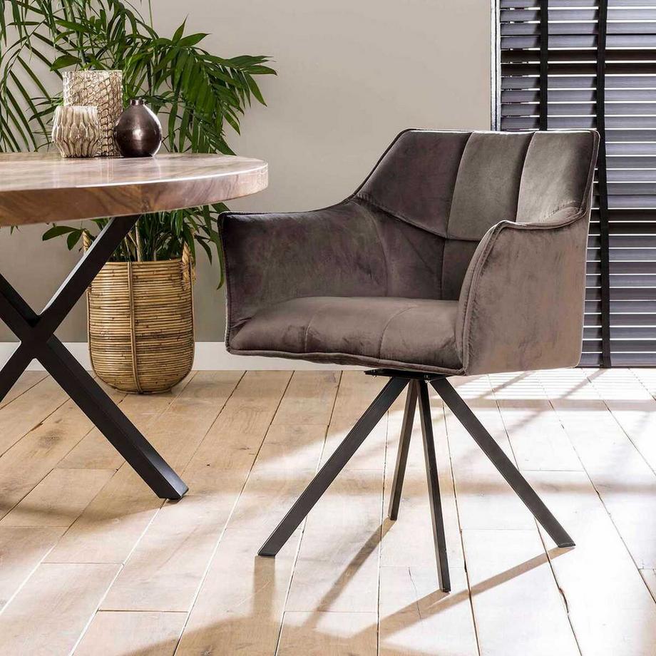 mutoni Sedia girevole Grid Velvet antracite  