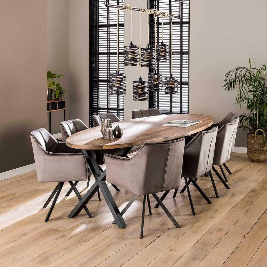 mutoni Sedia girevole Grid Velvet antracite  