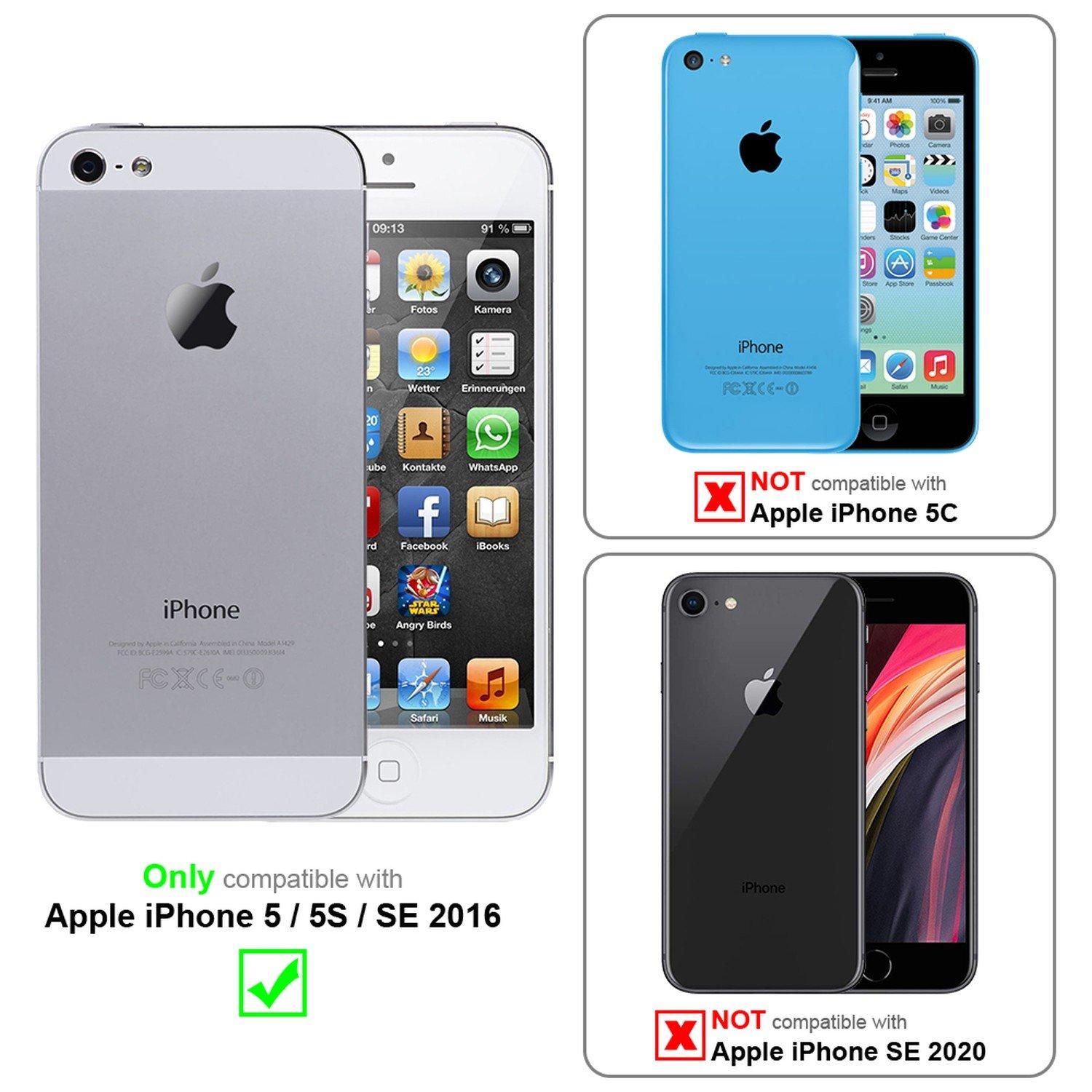 Cadorabo  Housse compatible avec Apple iPhone 5 / 5S / SE 2016 - Coque de protection avec fermeture magnétique, fonction de support et compartiment pour carte 