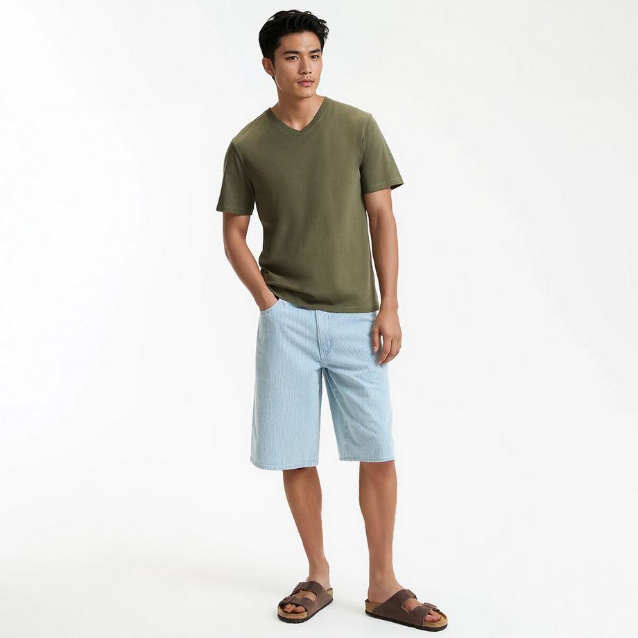 La Redoute Collections Baumwoll V-Ausschnitt Kurzarm T-Shirt  