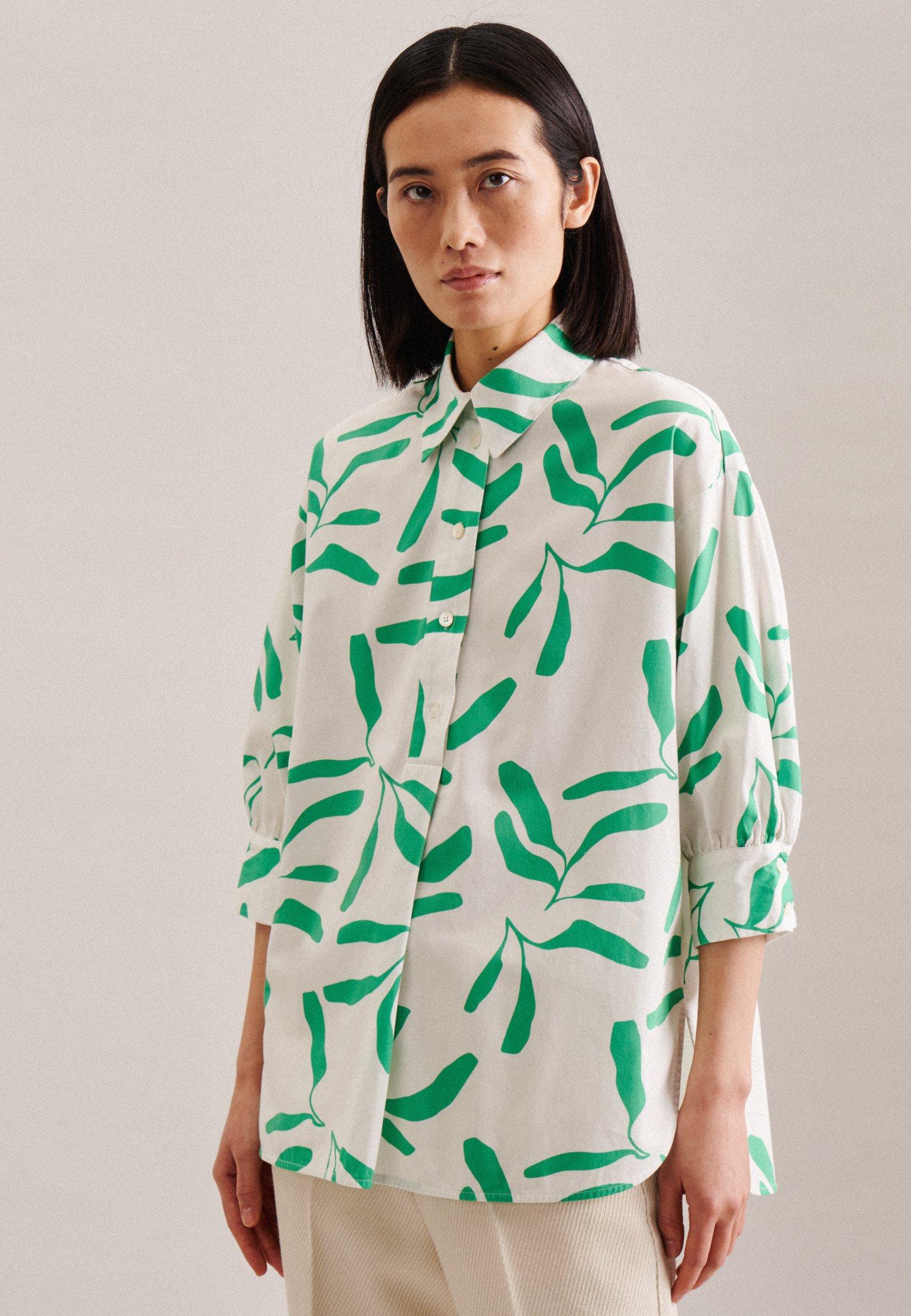 Image of Schlupfbluse Druck 3/4-arm Kragen Damen Beige 36