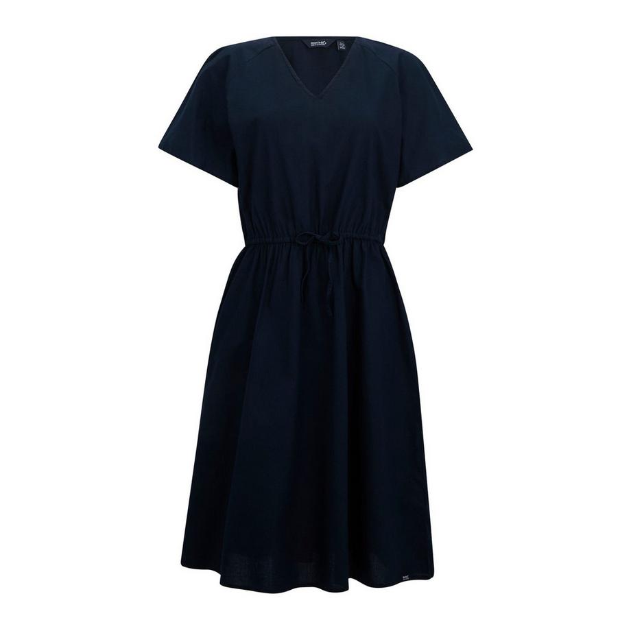 Robe Unie Milongue Col V Avec Cordon À La Taille Elona
