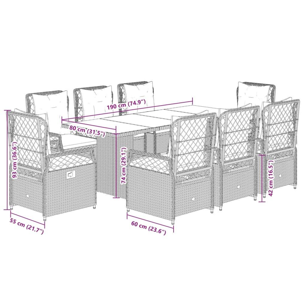 VidaXL set da pranzo da giardino Polirattan  