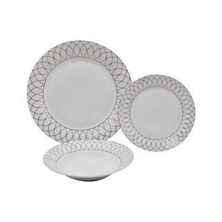 Vente-unique  Service vaisselle 18 pièces en porcelaine - Blanc et doré - SERISIA 