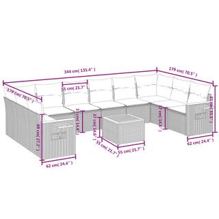 VidaXL Ensemble de canapés de jardin rotin synthétique  