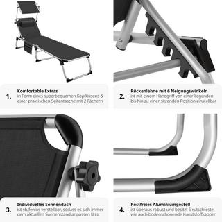Tectake Bain de soleil Aurelie en aluminium, 6 positions  
