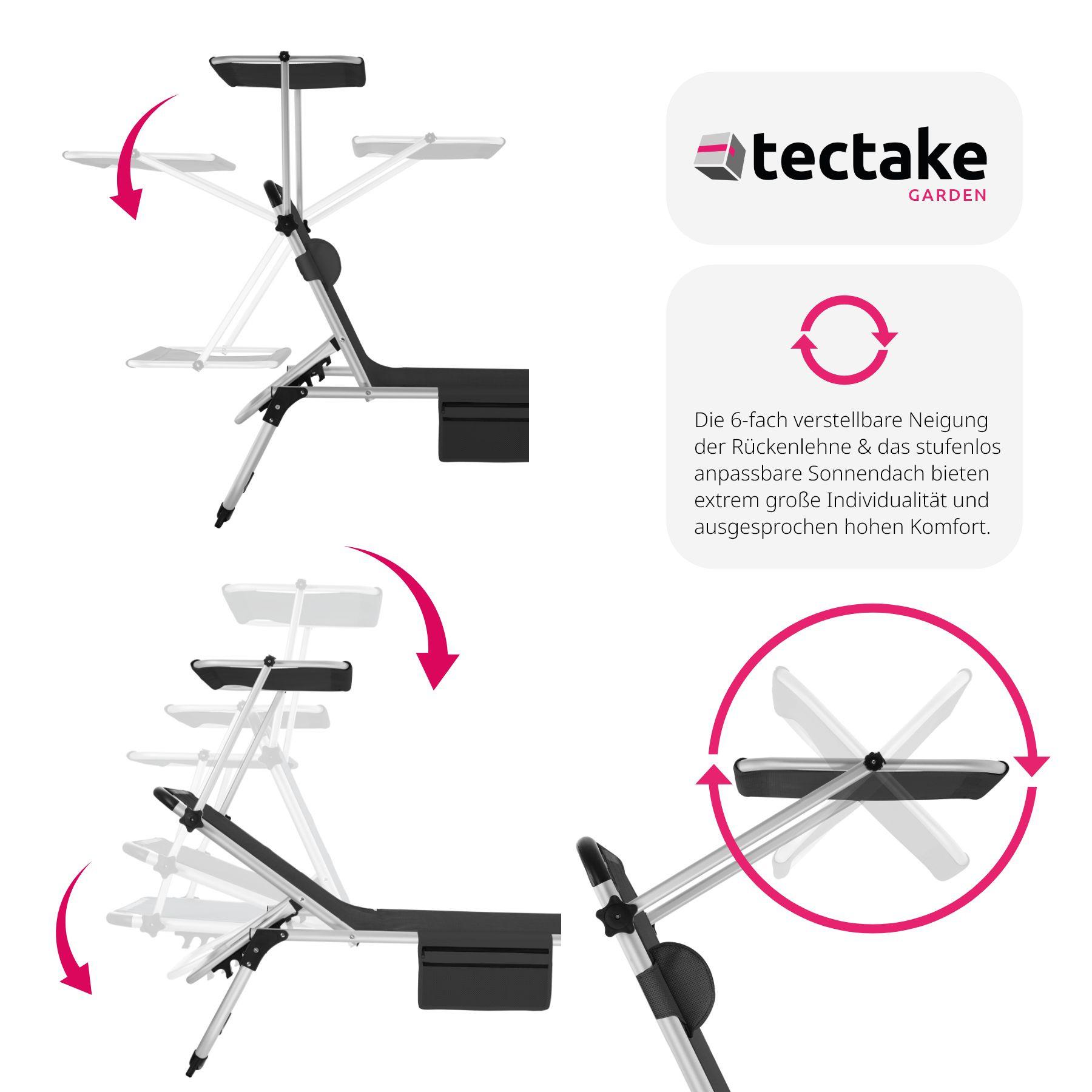 Tectake Bain de soleil Aurelie en aluminium, 6 positions  