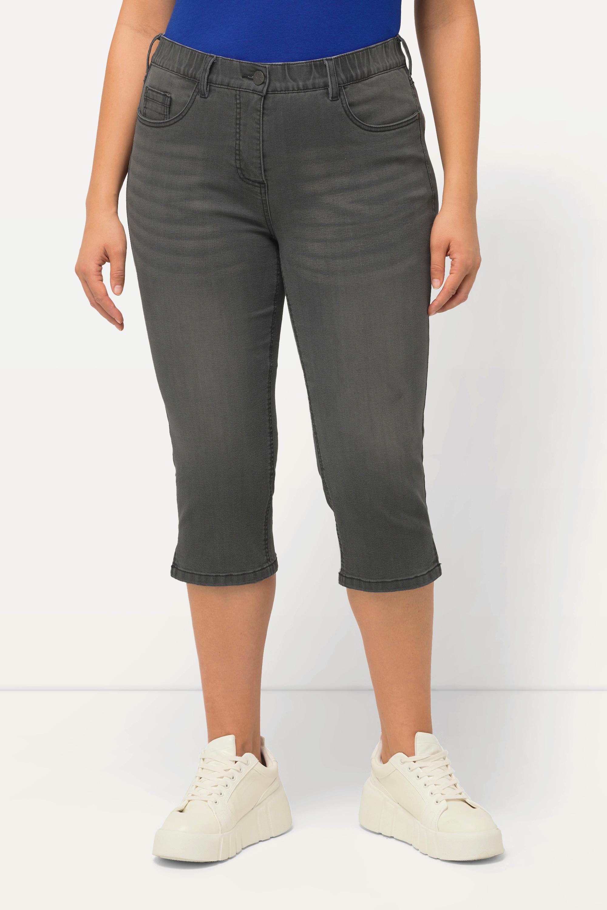 Ulla Popken  Capri Jeans Sarah, schmale 5-Pocket-Form, Saumschlitz 