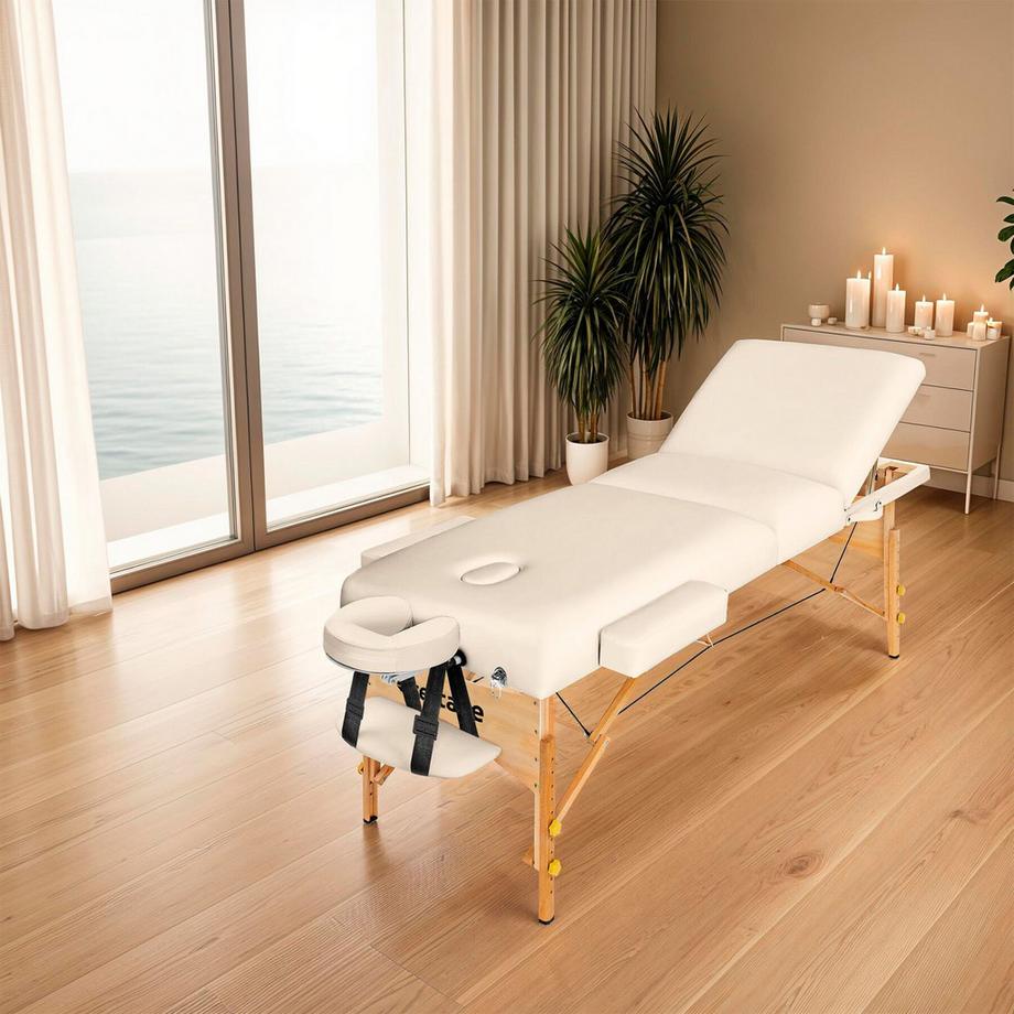 Tectake Table de massage portable et pliante à 3 zones  largeur 70 cm et rembourrage 10 cm  