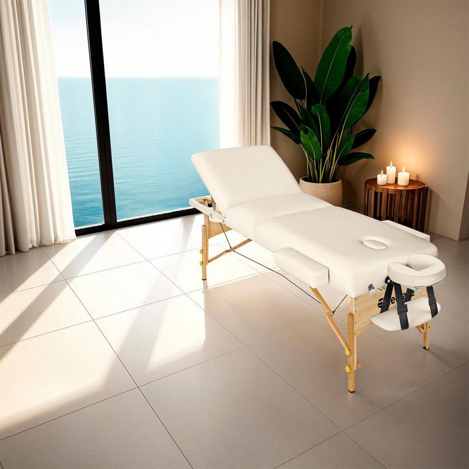 Tectake Table de massage portable et pliante à 3 zones  largeur 70 cm et rembourrage 10 cm  