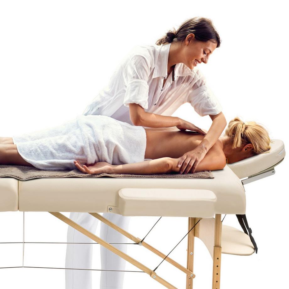 Tectake Table de massage portable et pliante à 3 zones  largeur 70 cm et rembourrage 10 cm  