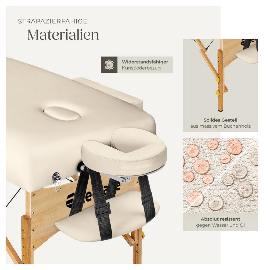 Tectake Table de massage portable et pliante à 3 zones  largeur 70 cm et rembourrage 10 cm  