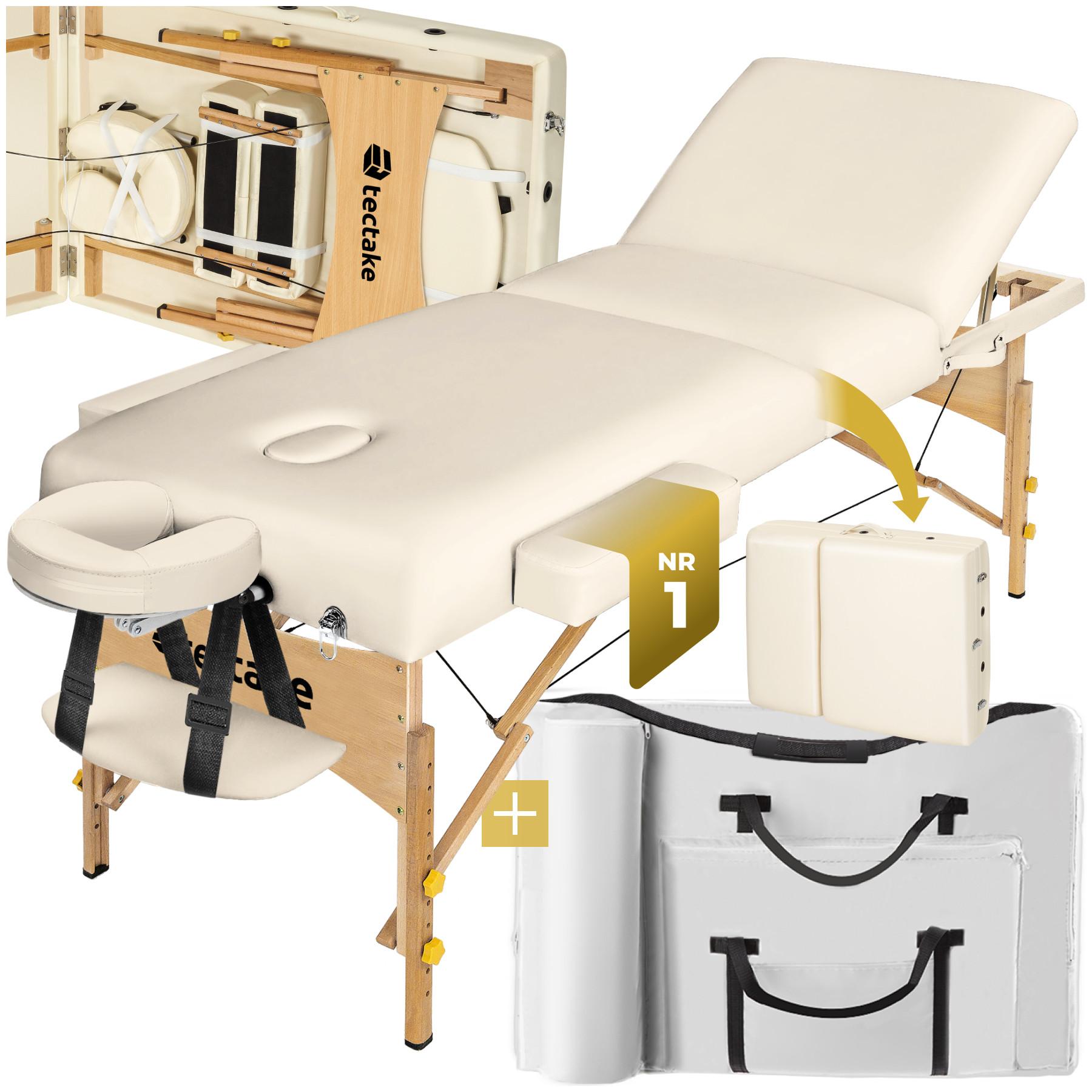 Image of 3 Zonen Massageliege Mit 10cm Polsterung Und Holzgestell Unisex Beige ONE SIZE