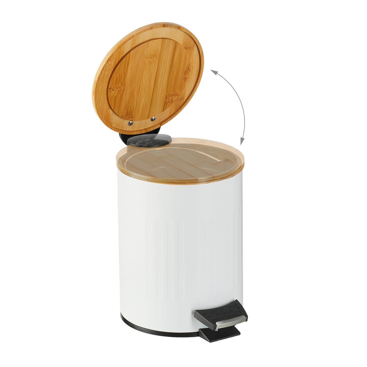 B2X Cestino per carta da bagno 3 l con coperchio in bambù  