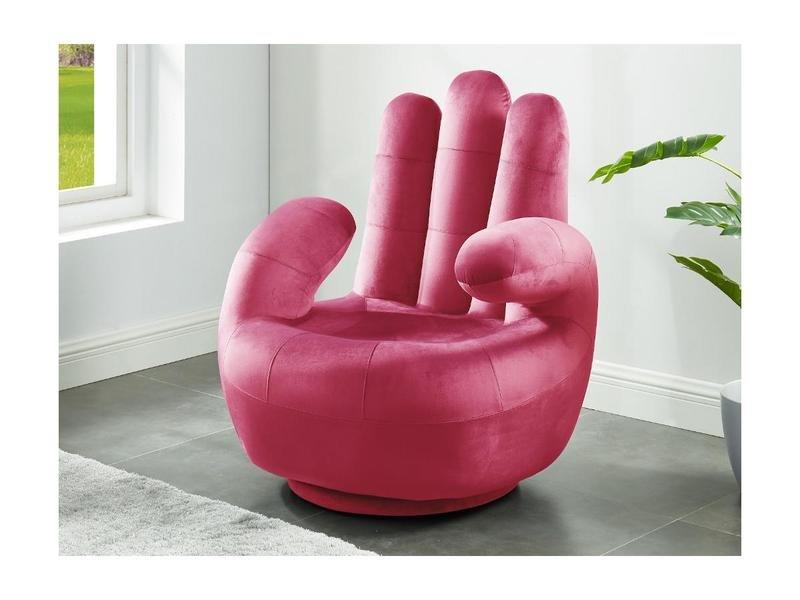 Vente-unique Fauteuil main pivotant CATCHY en velours Fuchsia  