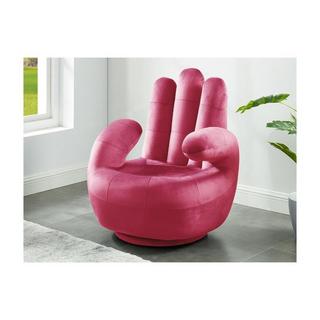 Vente-unique Poltrona a forma di mano girevole in velluto Fucsia CATCHY  