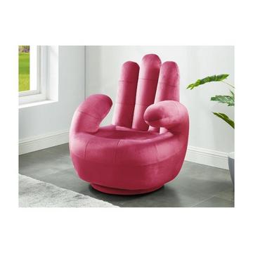 Poltrona a forma di mano girevole in velluto Fucsia CATCHY