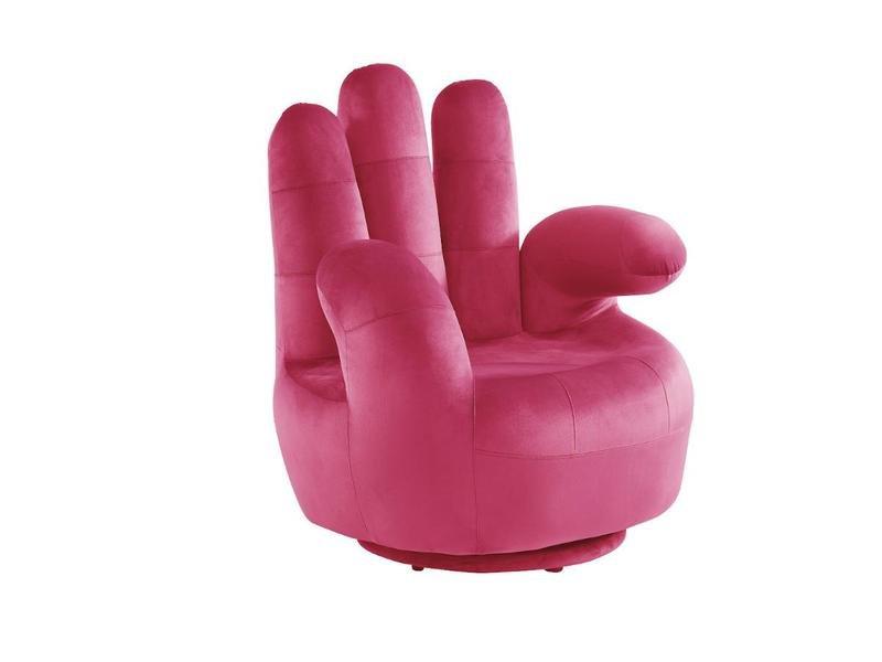 Vente-unique Poltrona a forma di mano girevole in velluto Fucsia CATCHY  