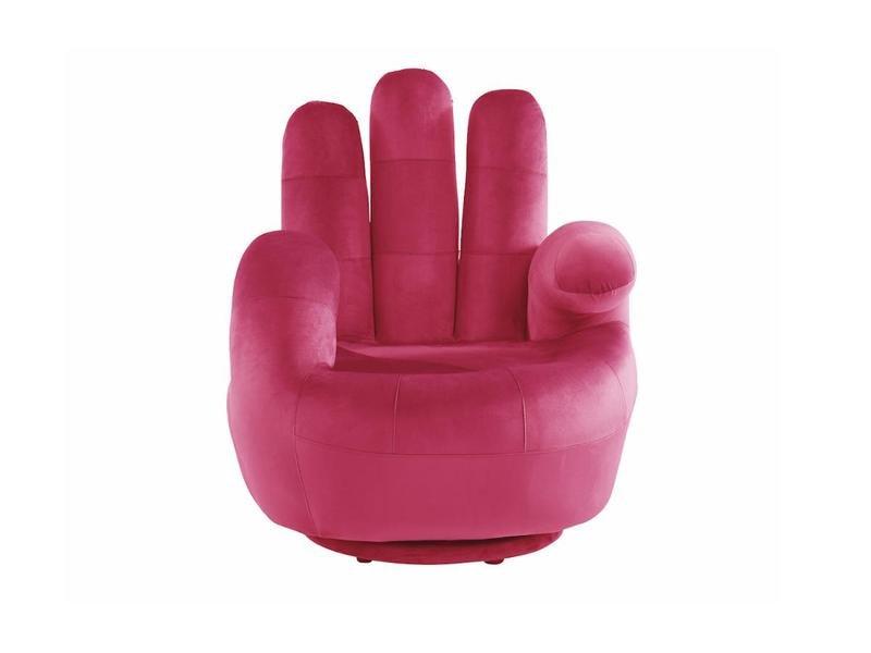 Vente-unique Poltrona a forma di mano girevole in velluto Fucsia CATCHY  