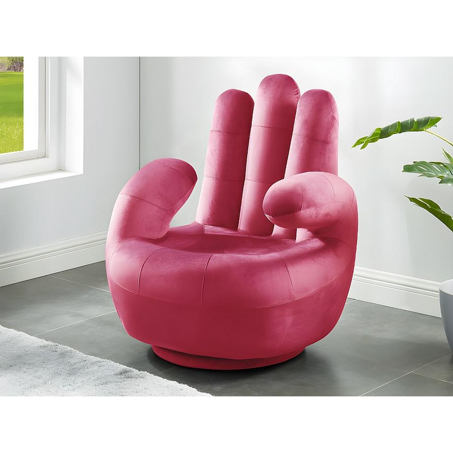 Vente-unique Fauteuil main pivotant CATCHY en velours Fuchsia  