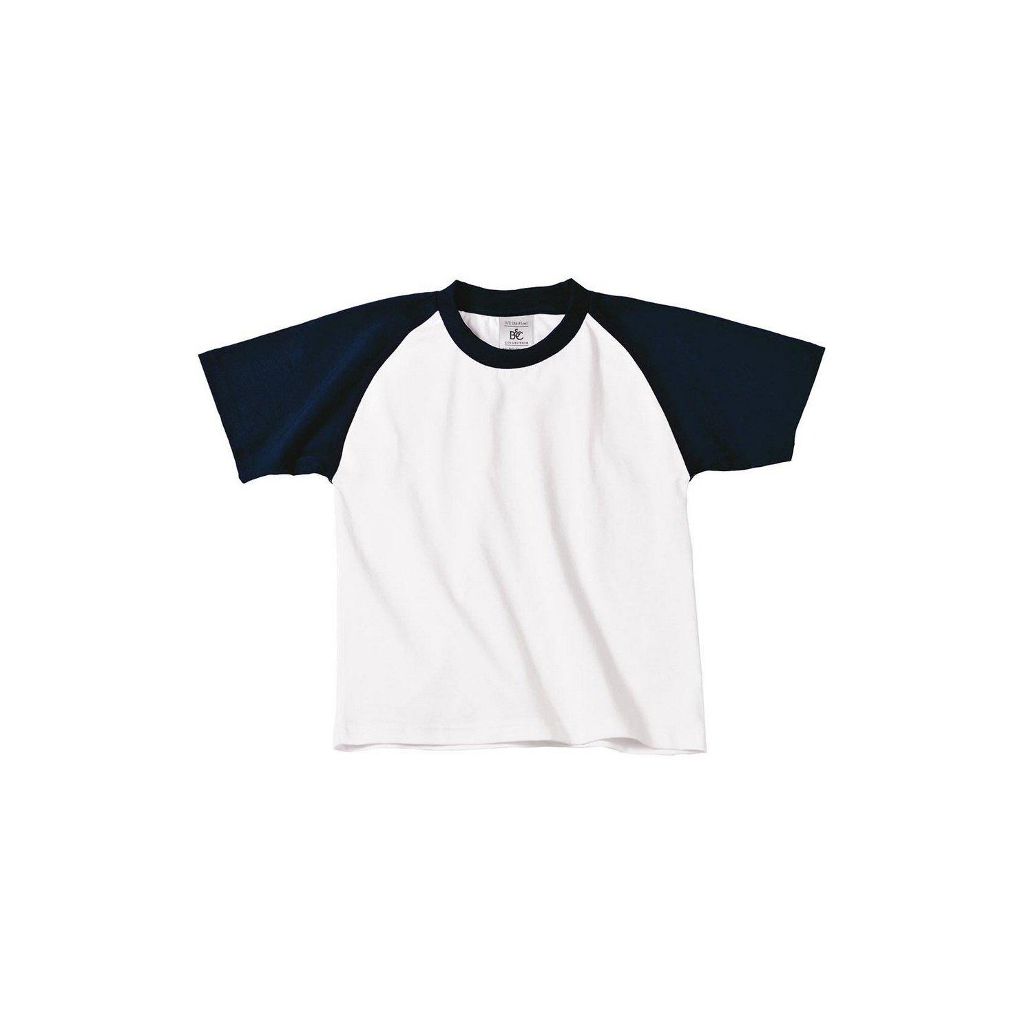 Image of B&c Baseball Tshirt Kurzarm Jungen Weiss 7-8A
