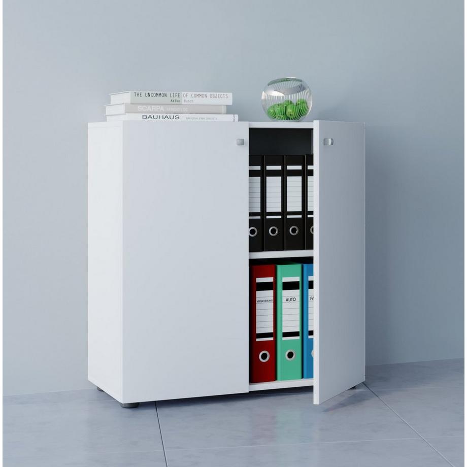 VCM Büroschrank mit 2 Fächern | moderner Aktenschrank mit Drehtüren | Maße ca. B. 70 x H. 74 x T. 40 cm - Lona 2-Fach  