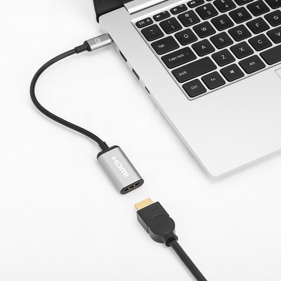 Manhattan  Manhattan 153706 Videokabel-Adapter 0,15 m USB Typ-C HDMI Typ A (Standard) Schwarz, Silber 