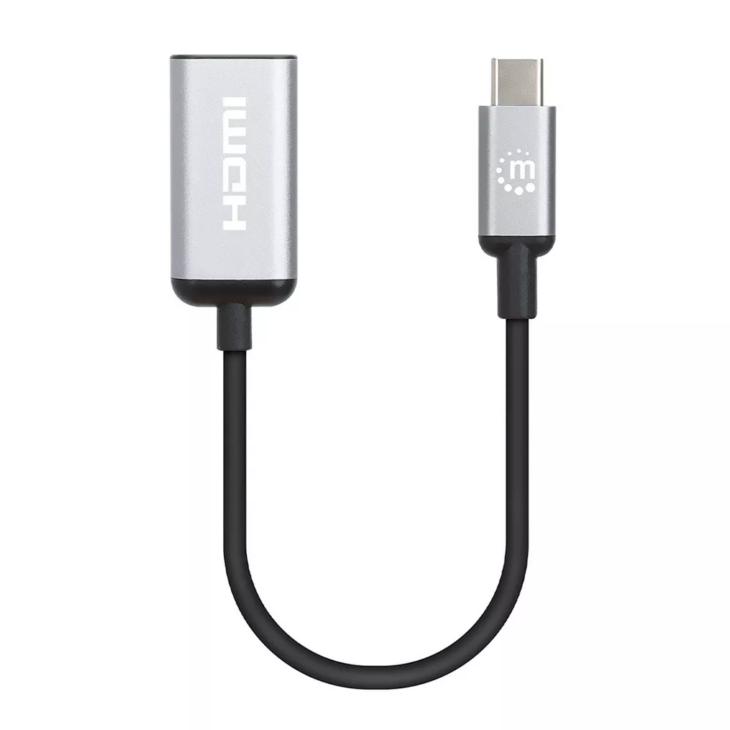 Manhattan 153706 Videokabel-Adapter 0,15 m USB Typ-C HDMI Typ A (Standard) Schwarz, Silber