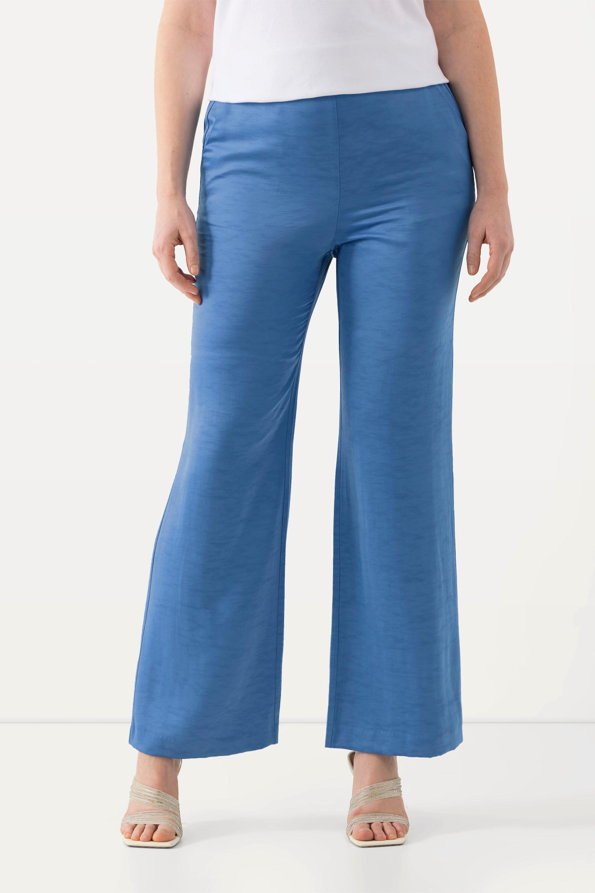 Ulla Popken  Pantaloni con texture, taglio della gamba ampio e cintura parzialmente elastica 