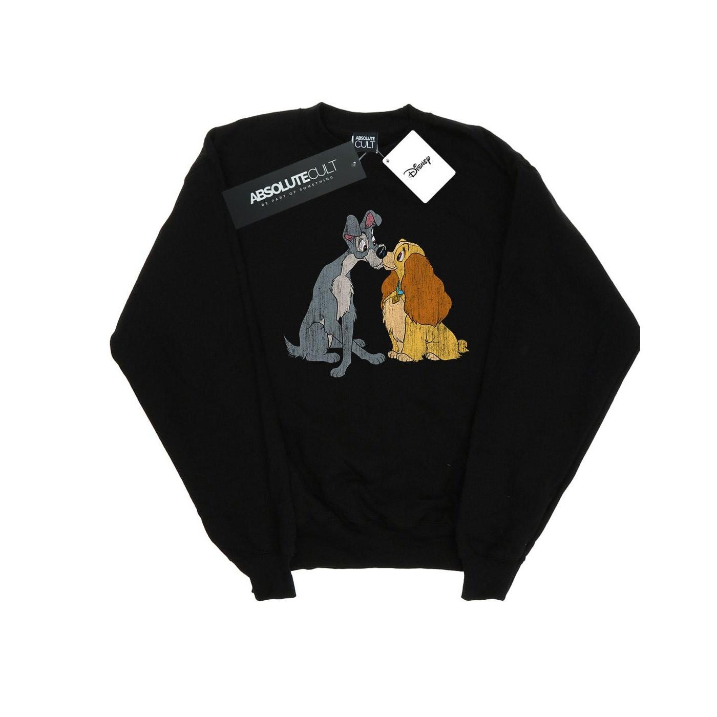 Image of Lady And The Tramp Distressed Kiss Sweatshirt Damen Schwarz XXL