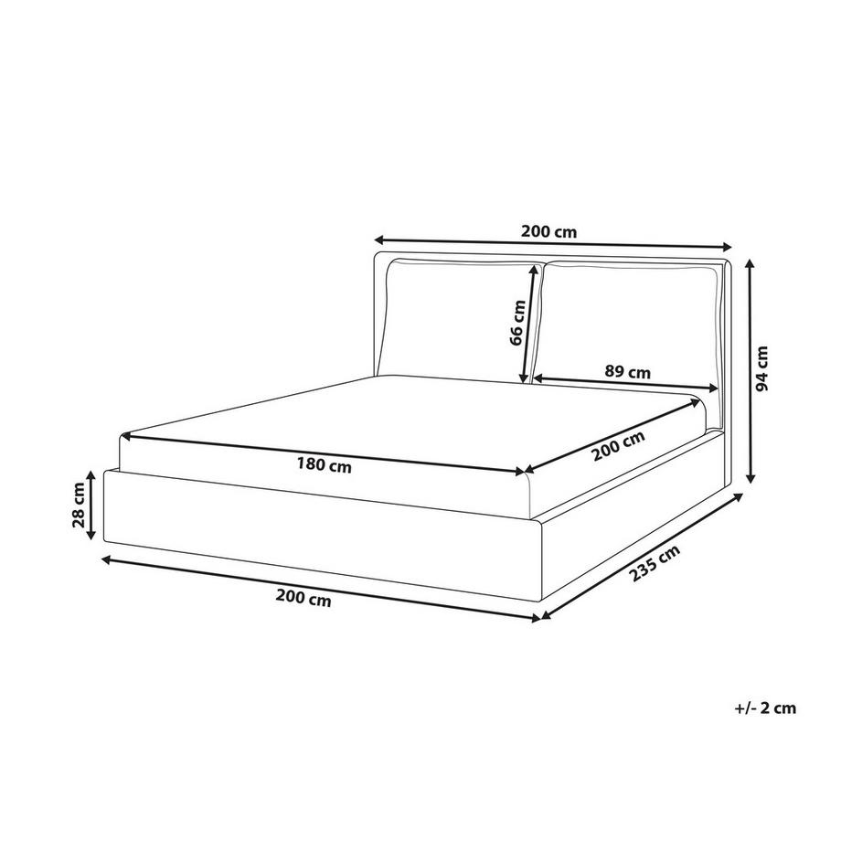 Beliani Letto ad acqua en Tessuto Minimalista BAJONNA  