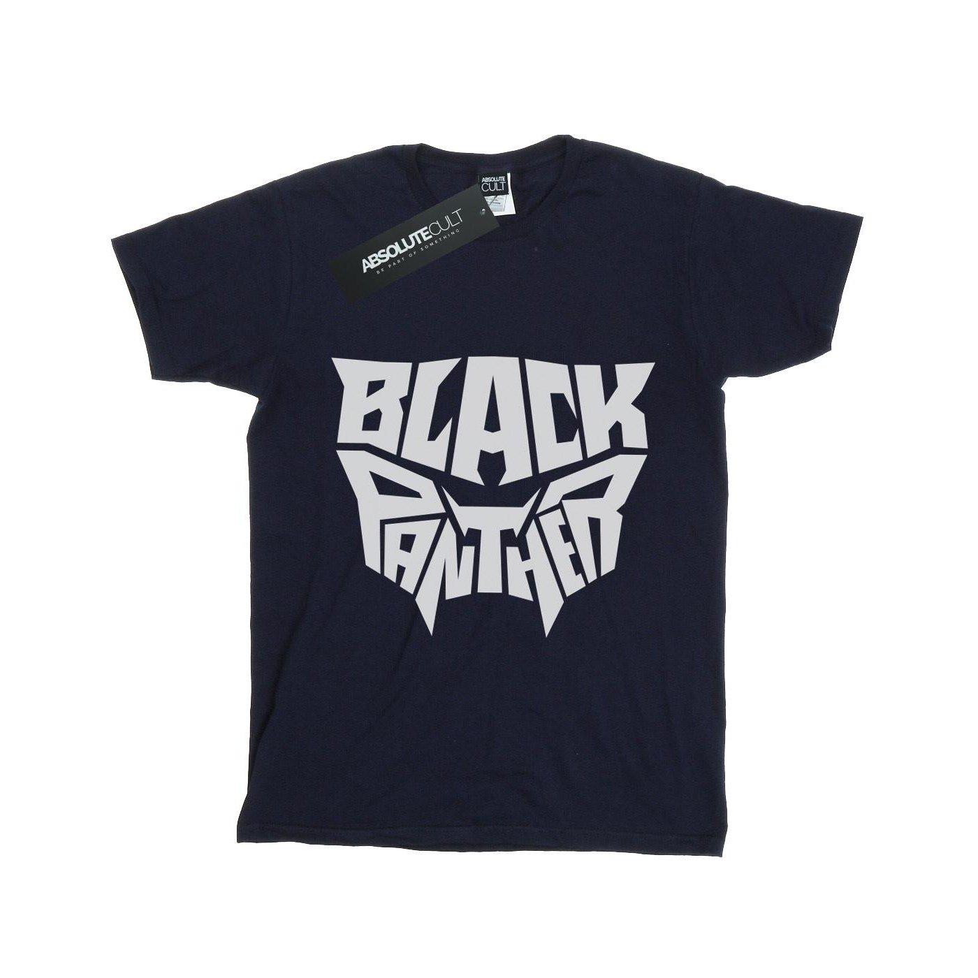 Image of Black Panther Worded Emblem Tshirt Unisex Marine 140/146