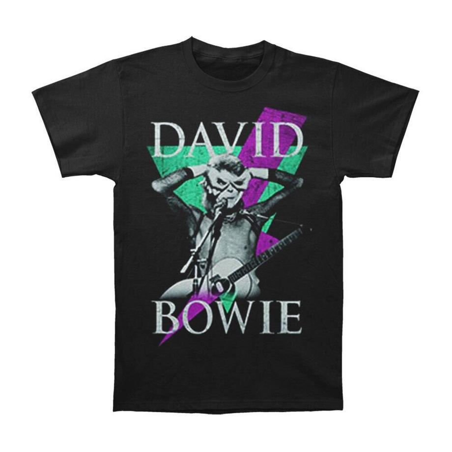 David Bowie Gitarre Mikrofon Print T-Shirt  