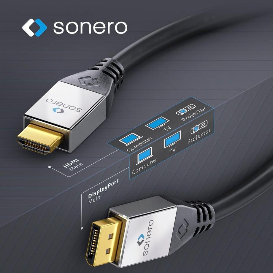 sonero  sonero S-DC100-010 cavo e adattatore video 1 m DisplayPort HDMI Nero 