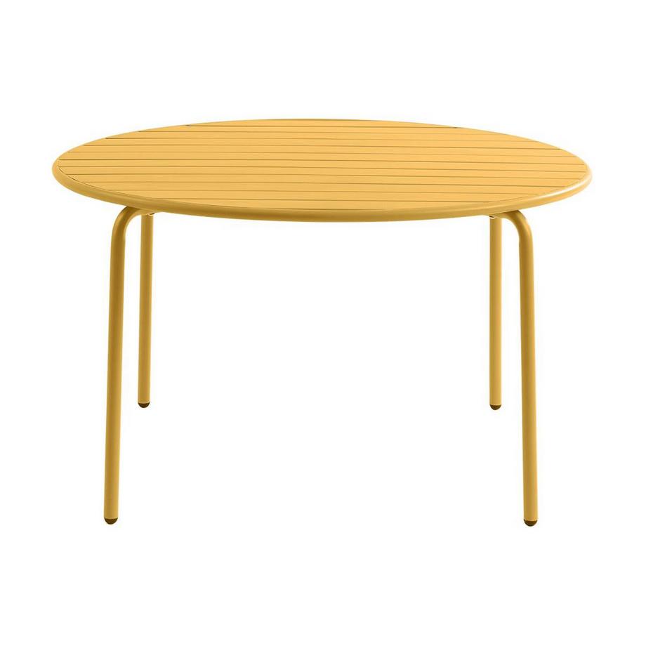 Vente-unique Table ronde de jardin D.110cm en métal - Jaune moutarde -  MIRMANDE de MYLIA  